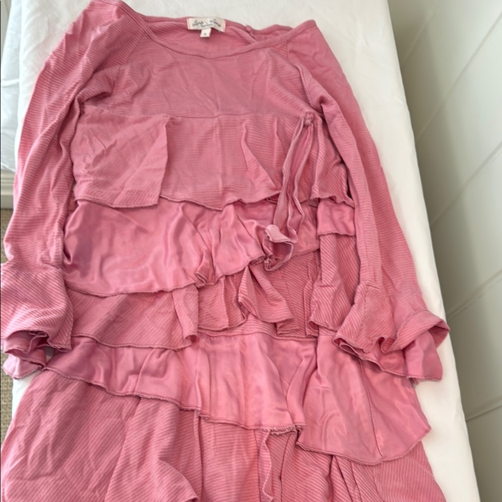 Pink Luna Luna Ruffled Long Sleeve Dress & Pants size 8 years - Picture 7 of 12